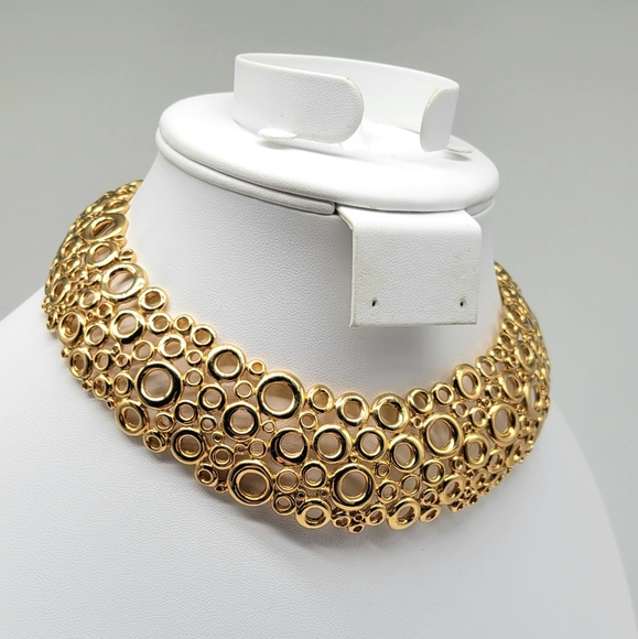 Vintage Givenchy RARE Geometric Circle Bubble Choker Hinged Statement Collar - Picture 4 of 12